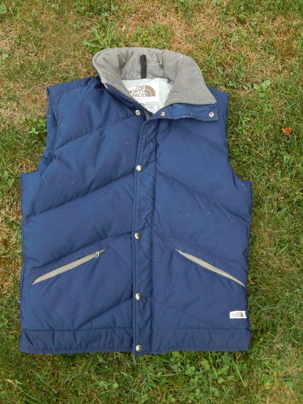 Vintage THE NORTH FACE Brown Label Blue/Tan Vest Goose Down Puffer M USA